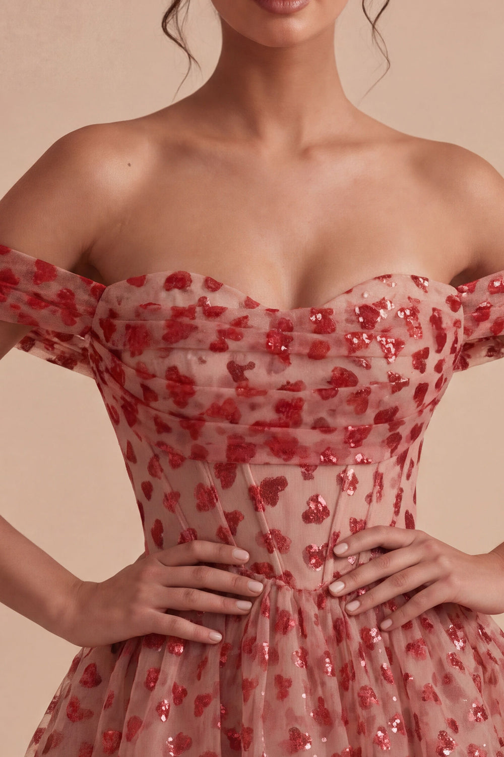 Red Corset A Line Sequins Sparkly Short Homecoming Dress with Ruffles