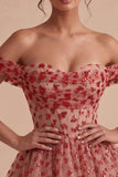 Red Corset A Line Sequins Sparkly Short Homecoming Dress with Ruffles