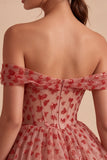 Red Corset A Line Sequins Sparkly Short Homecoming Dress with Ruffles