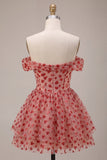 Red Corset A Line Sequins Sparkly Short Homecoming Dress with Ruffles