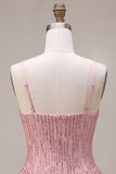 Pink Sequin Sparkly Ruffled Short Homecoming Dress