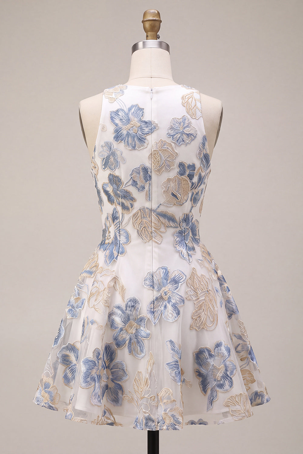 White Plum Flower A Line Jacquard Short Homecoming Dress