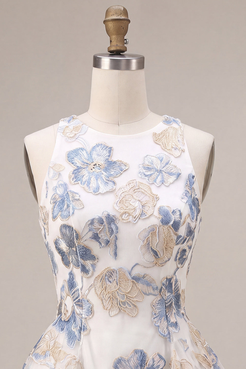 White Plum Flower A Line Jacquard Short Homecoming Dress