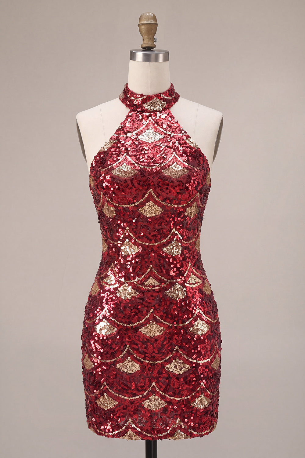 Burgundy Tight Sequin Sparkly Short Homecoming Dress