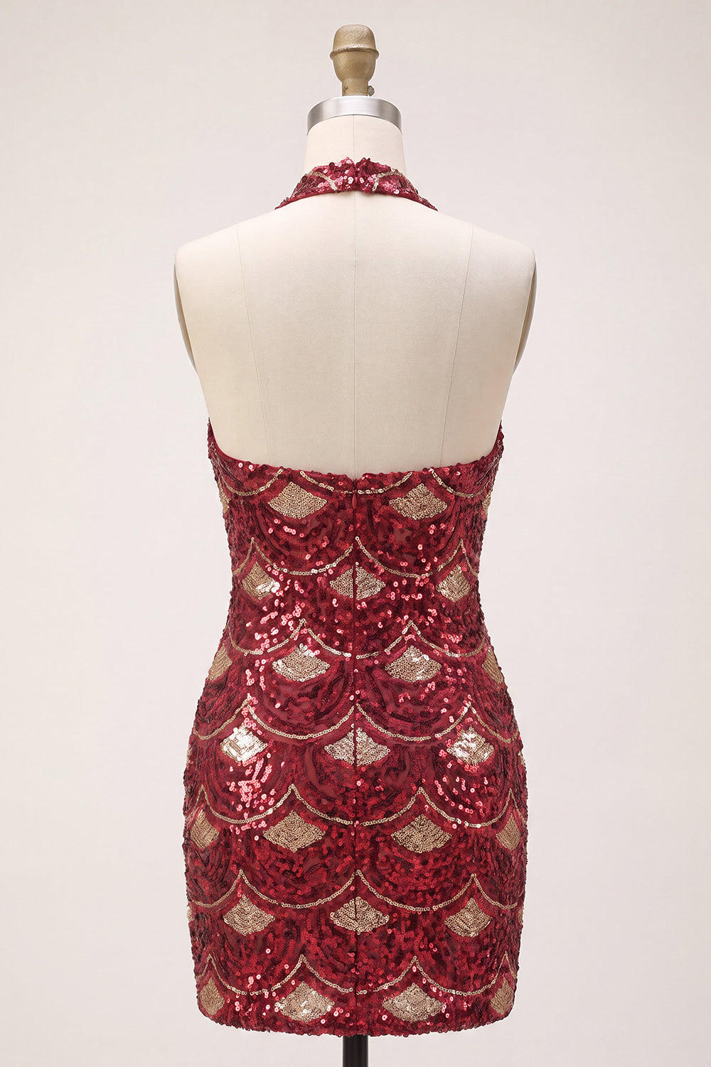 Burgundy Tight Sequin Sparkly Short Homecoming Dress