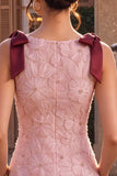 Pink Floral A Line Beaded Sparkly Short Homecoming Dress