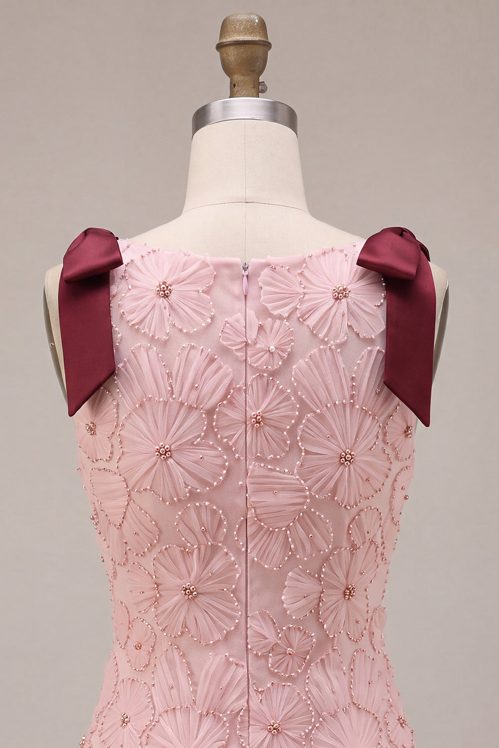 Pink Floral A Line Beaded Sparkly Short Homecoming Dress