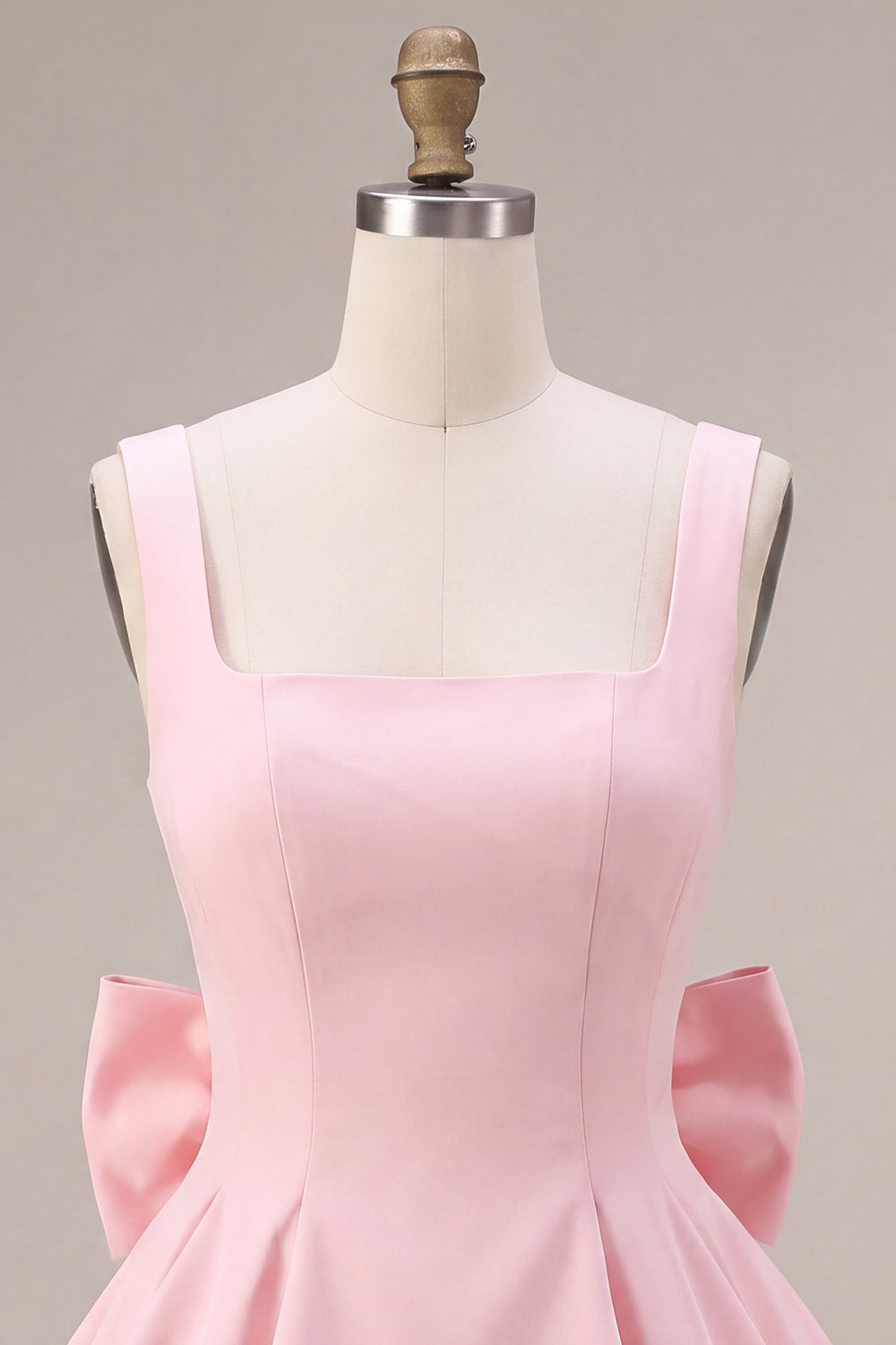 Pink Floral A Line Lace Square Neck Short Homecoming Dress