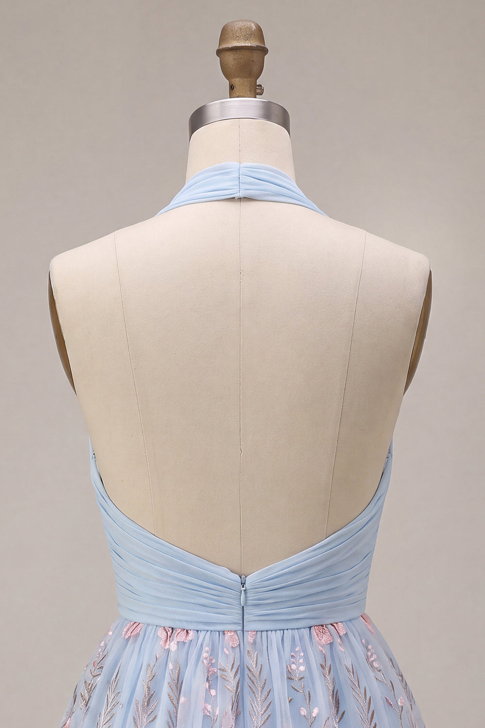 Sky Blue A Line Sequin Halter Short Homecoming Dress