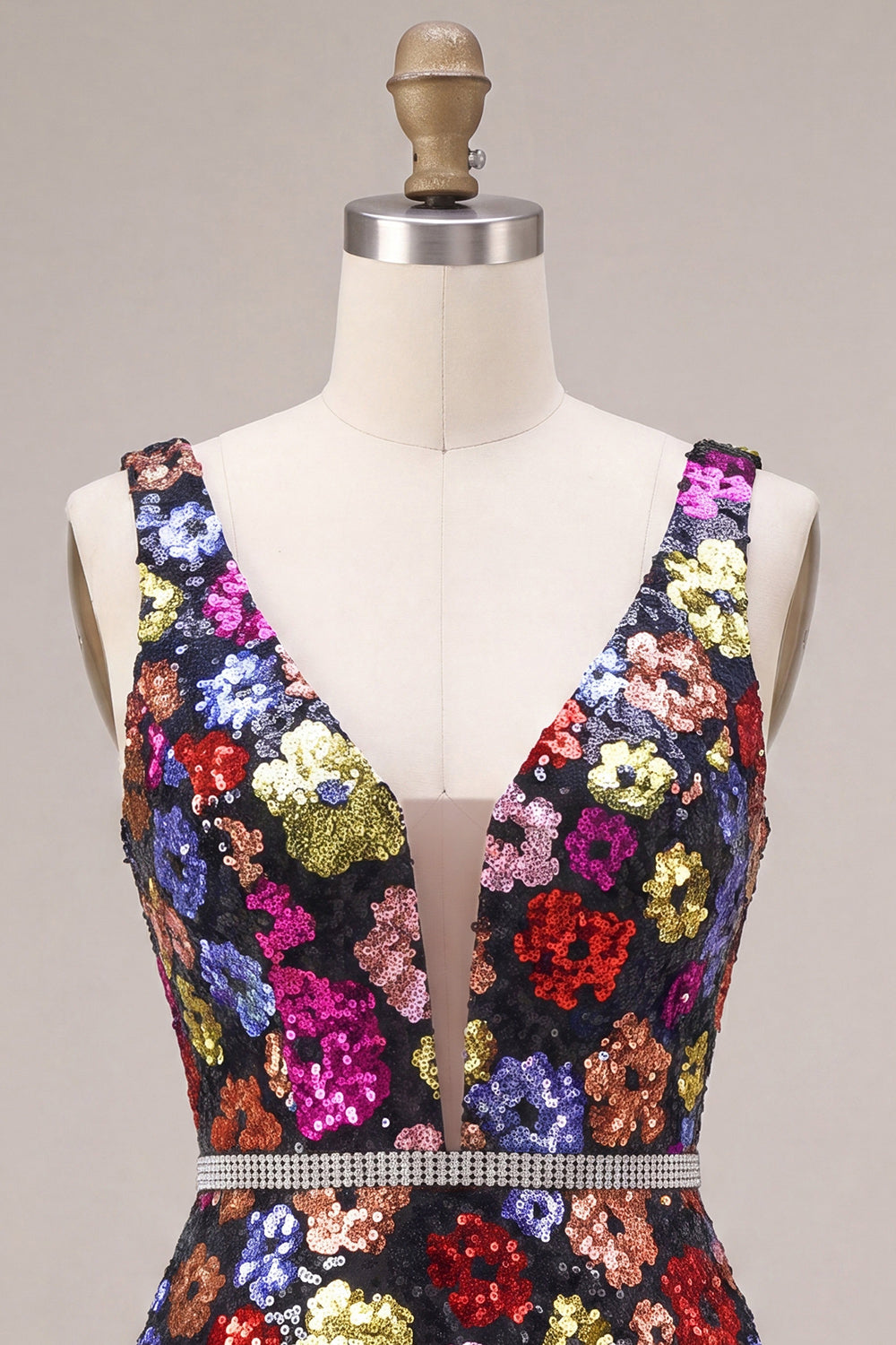 Black Floral A Line Sparkly Sequin Short Homecoming Dress