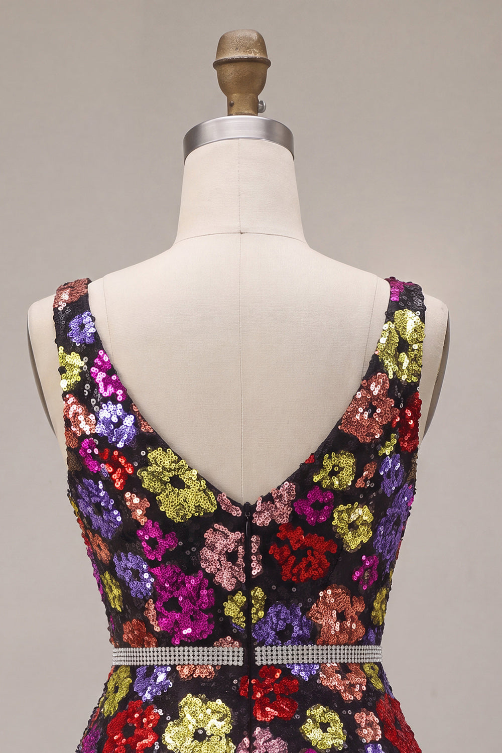Black Floral A Line Sparkly Sequin Short Homecoming Dress