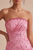 Sparkly Pink Sequin A Line Short Bubble Homecoming Dress