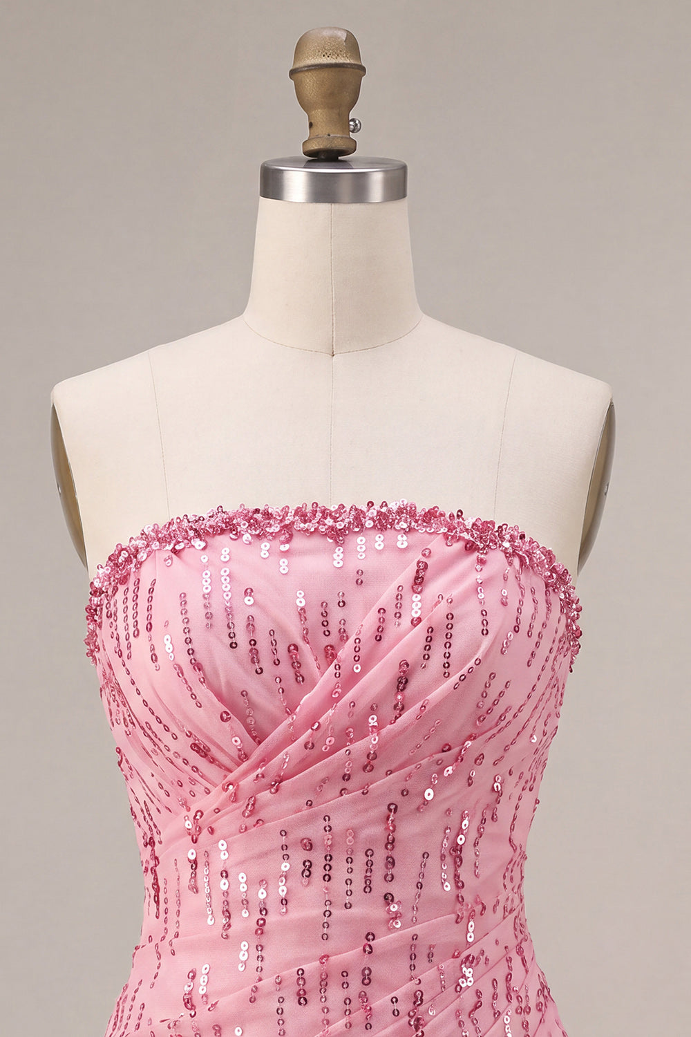 Sparkly Pink Sequin A Line Short Bubble Homecoming Dress