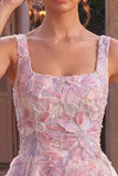 Lilac Floral A Line Embroidered Beaded Short Homecoming Dress