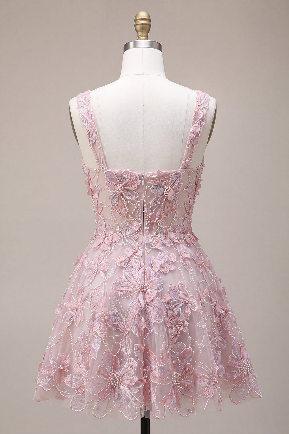 Lilac Floral A Line Embroidered Beaded Short Homecoming Dress