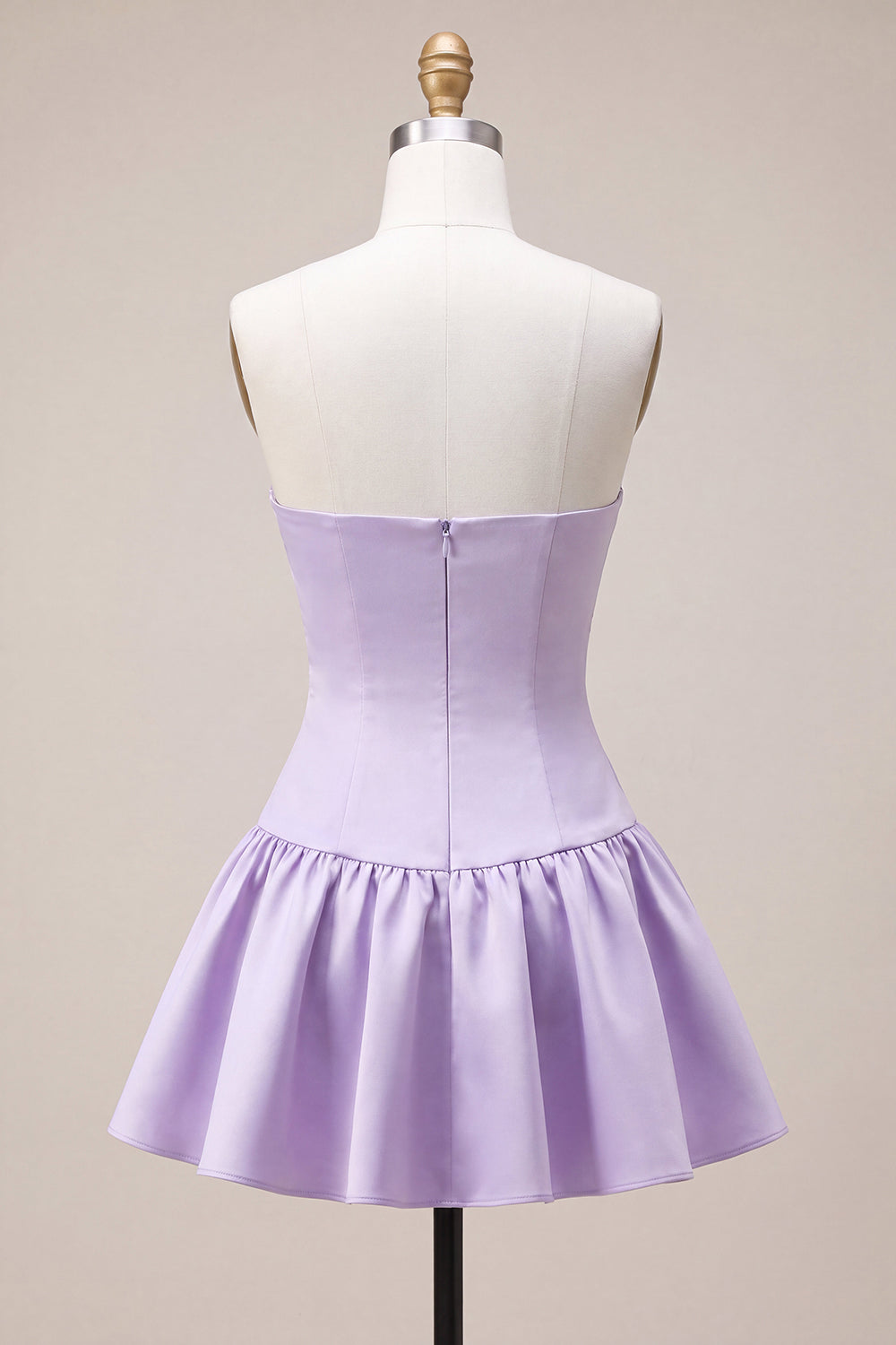 Lilac Satin A Line Sweetheart Short Homecoming Dress with Bow