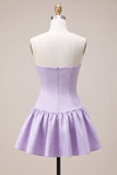 Lilac Satin A Line Sweetheart Short Homecoming Dress with Bow