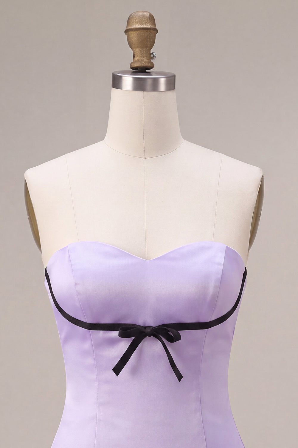 Lilac Satin A Line Sweetheart Short Homecoming Dress with Bow
