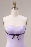 Lilac Satin A Line Sweetheart Short Homecoming Dress with Bow