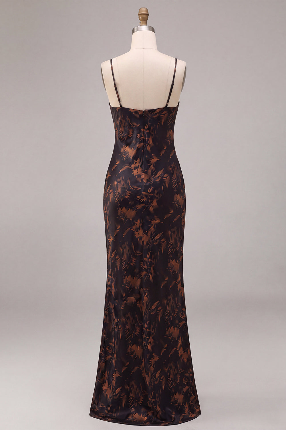 Floral Black Cowl Neck Mermaid Long Formal Dress