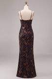 Floral Black Cowl Neck Mermaid Long Formal Dress