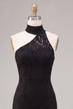 Lace Black Halter Mermaid Long Formal Dress