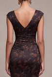 Black Floral Mermaid Ruched V-Neck Long Formal Dress