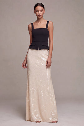 Sparkly Black and White Mermaid Sequin Long Formal Dress