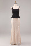 Sparkly Black and White Mermaid Sequin Long Formal Dress