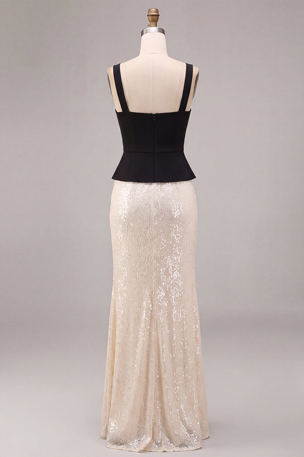 Sparkly Black and White Mermaid Sequin Long Formal Dress