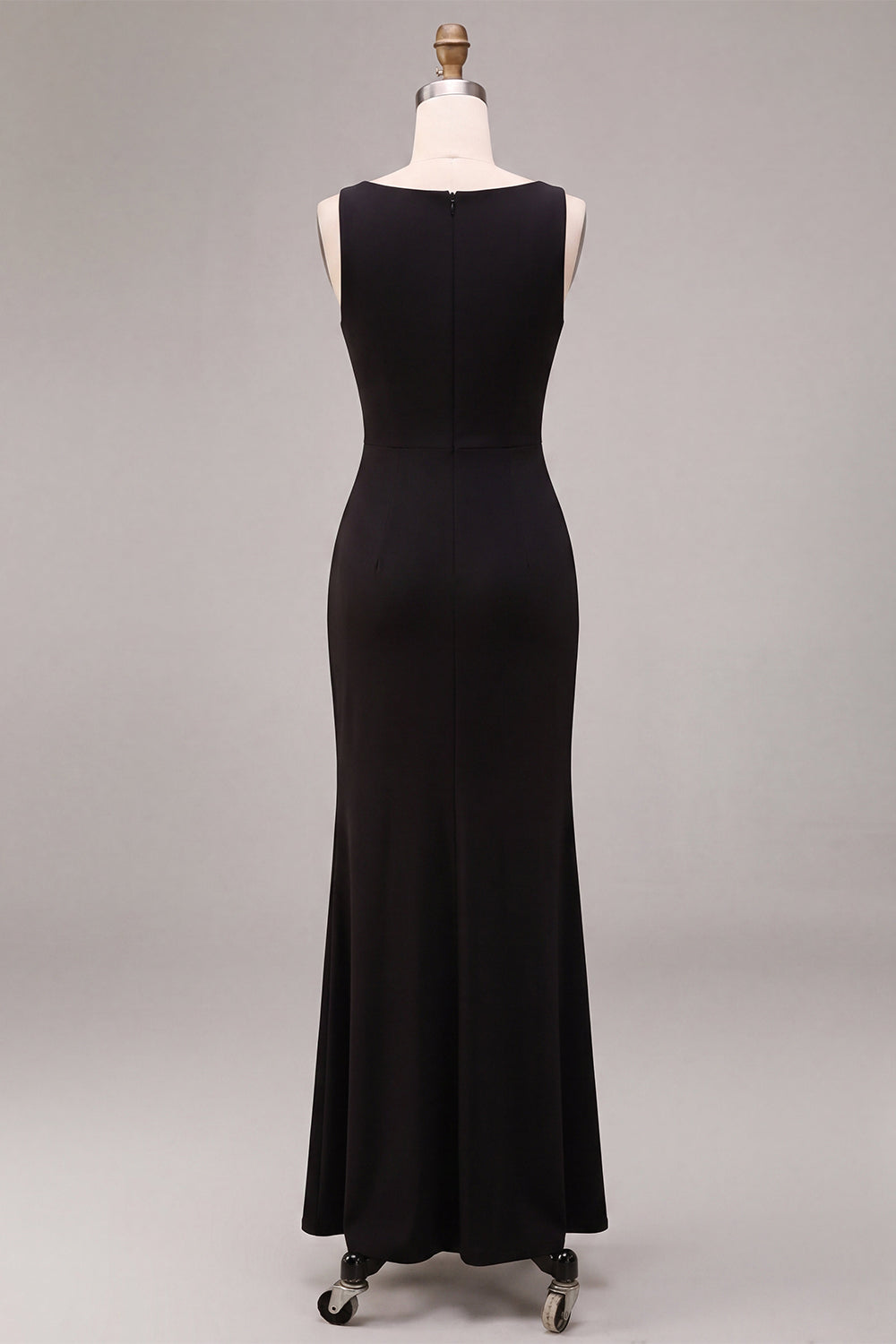 Simple Black Mermaid Cowl Neck Long Formal Dress