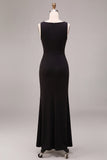 Simple Black Mermaid Cowl Neck Long Formal Dress