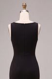 Simple Black Mermaid Cowl Neck Long Formal Dress