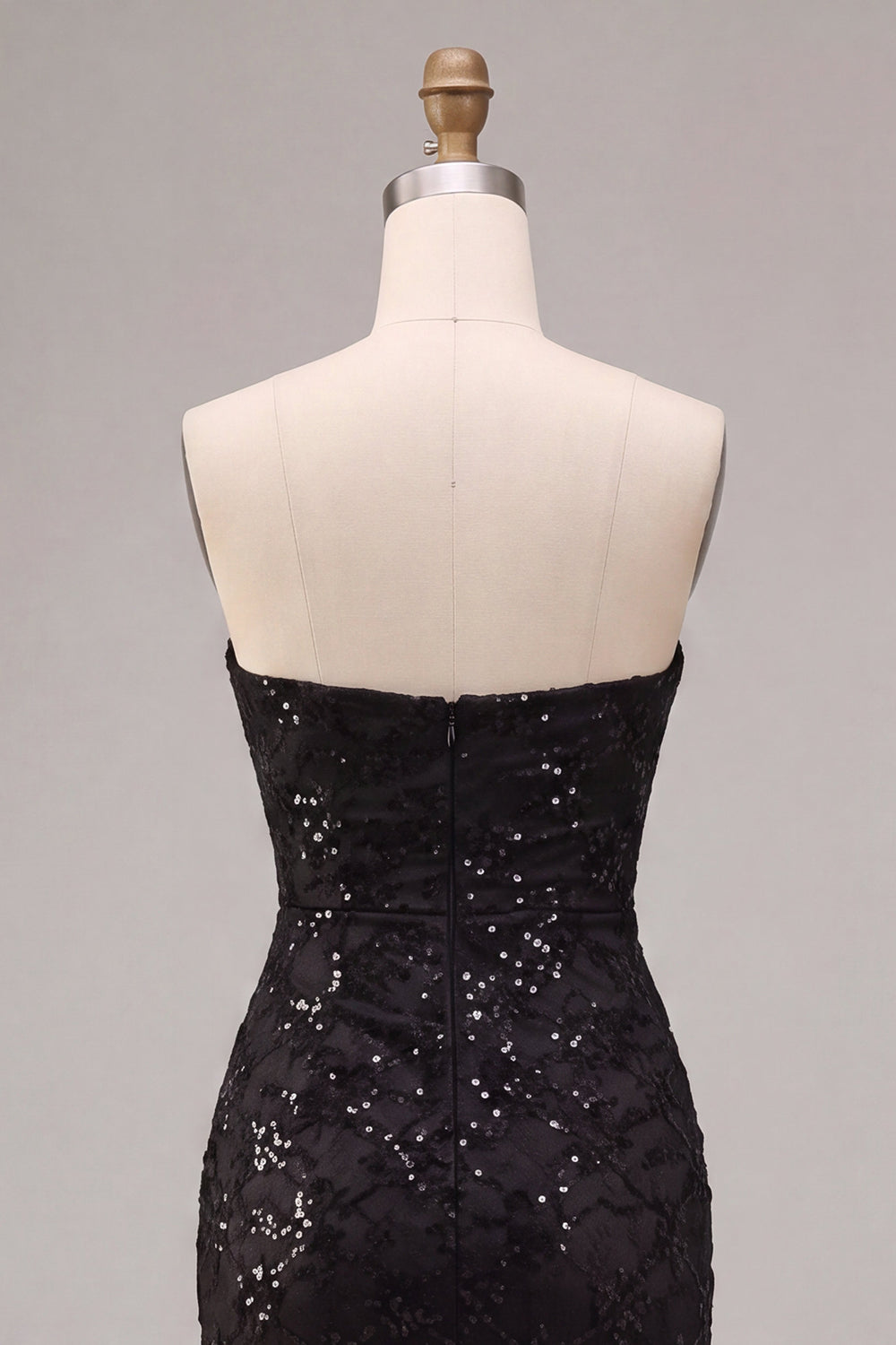 Sparkly Black Mermaid Sequin Strapless Long Formal Dress with Slit