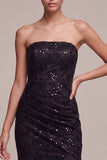 Black Strapless Sparkly Sequin Long Mermaid Formal Dress