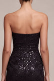 Black Strapless Sparkly Sequin Long Mermaid Formal Dress