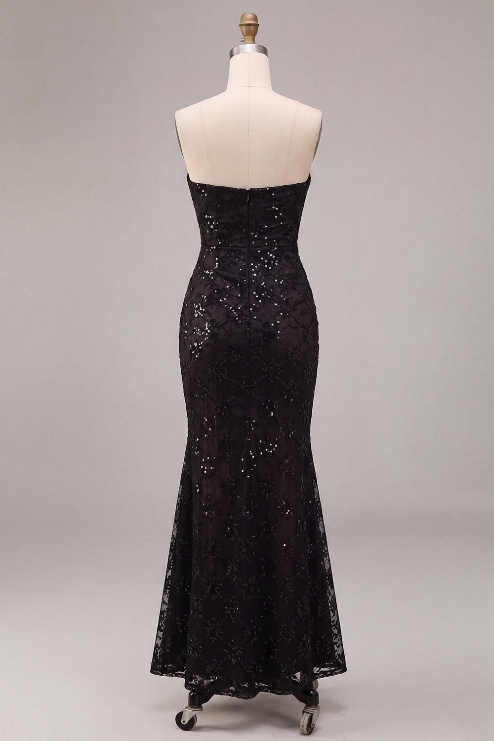 Black Strapless Sparkly Sequin Long Mermaid Formal Dress