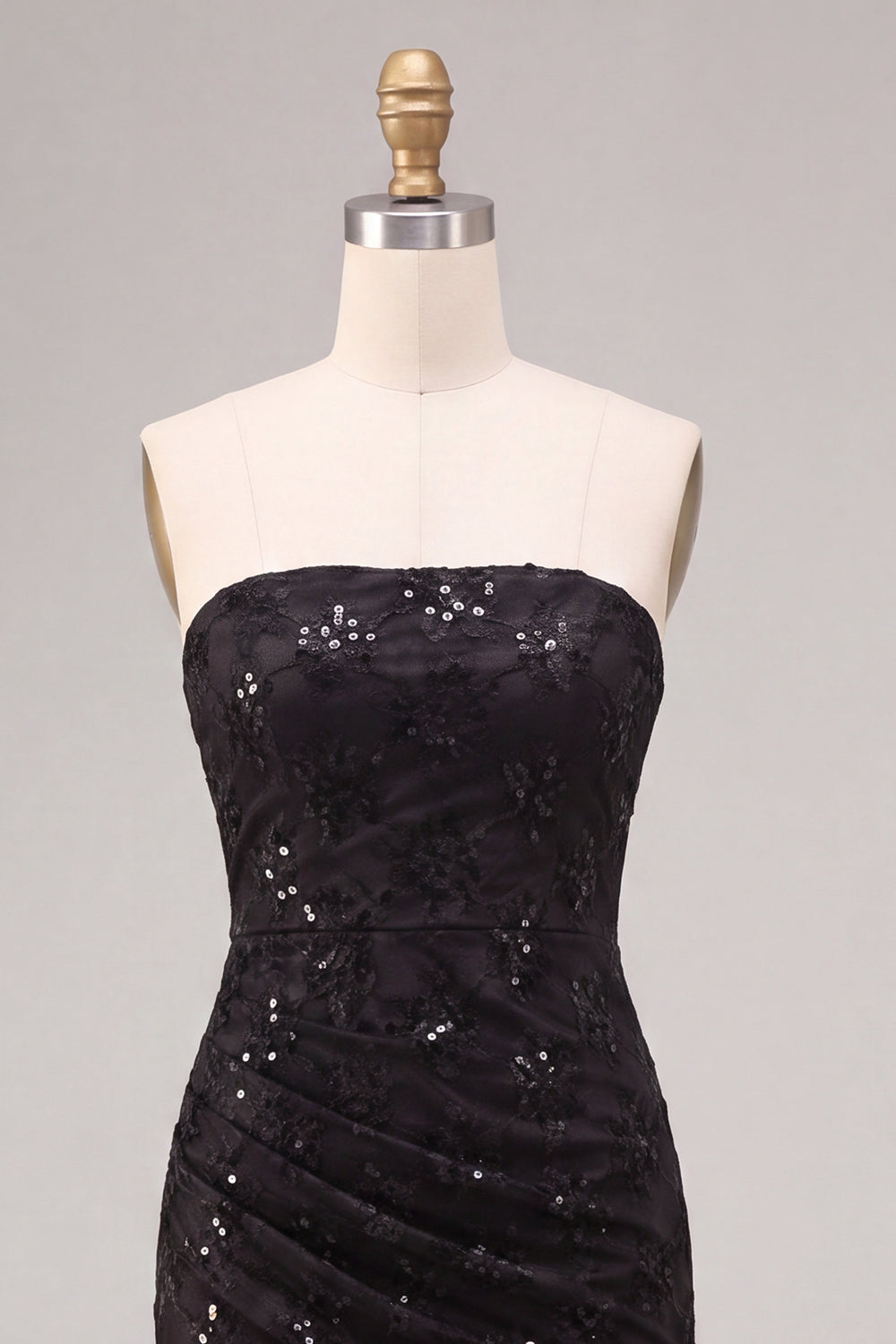 Black Strapless Sparkly Sequin Long Mermaid Formal Dress