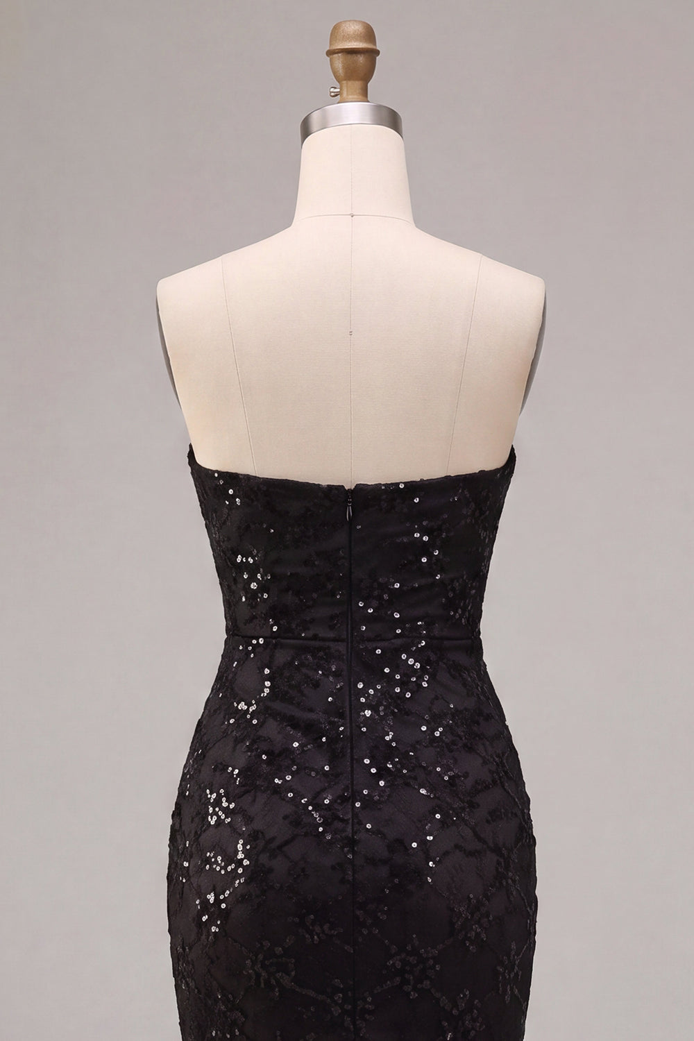 Black Strapless Sparkly Sequin Long Mermaid Formal Dress