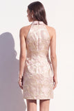 Pink Peak Lapel Floral Jacquard Double Breasted Short Blazer Dress