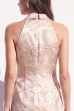 Pink Peak Lapel Floral Jacquard Double Breasted Short Blazer Dress