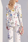 Floral White Peak Lapel Slim Fit 2 Piece One Button Women Suits