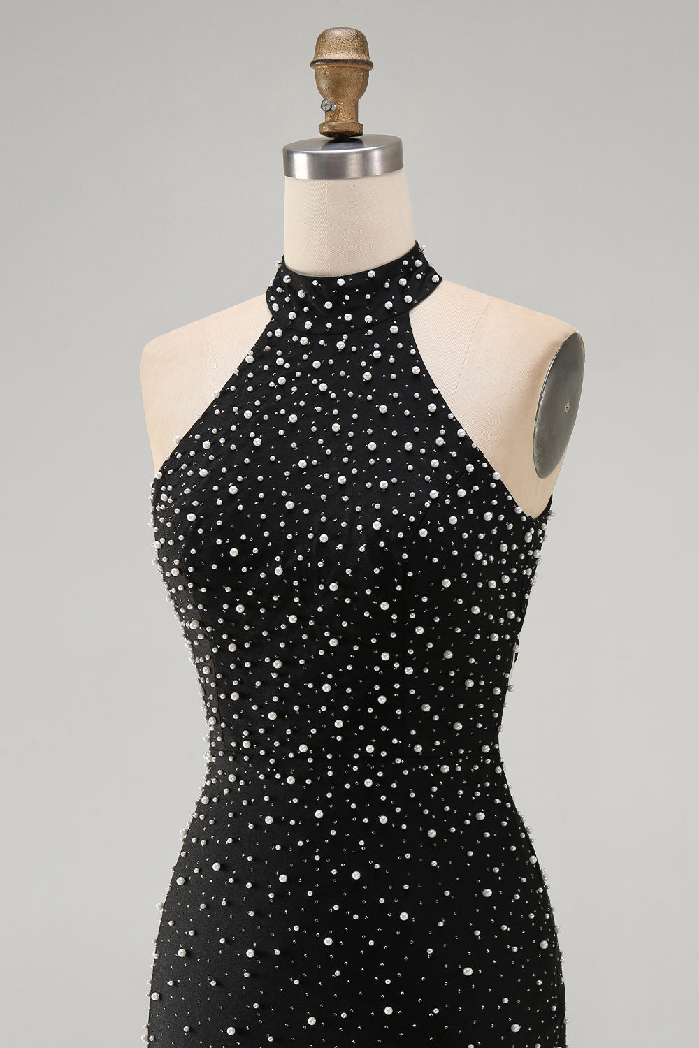 Sparkly Black Tight Halter Short Homecoming Dress with Beading