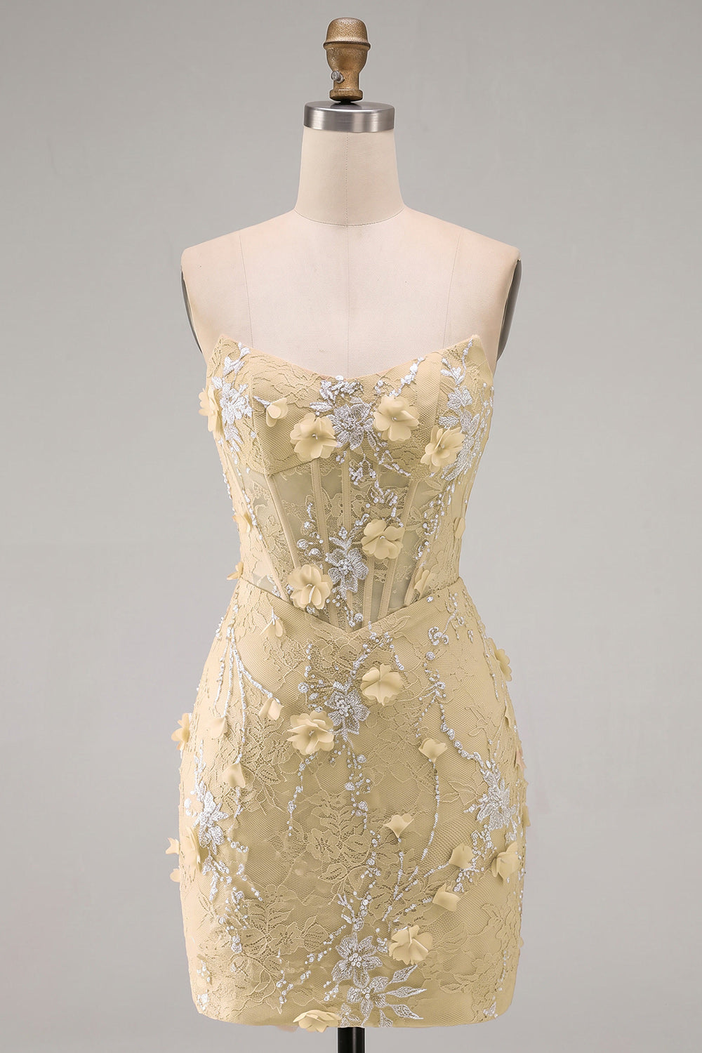Mint Lace Tight Beaded Short Corset Homecoming Dress with 3D Flower