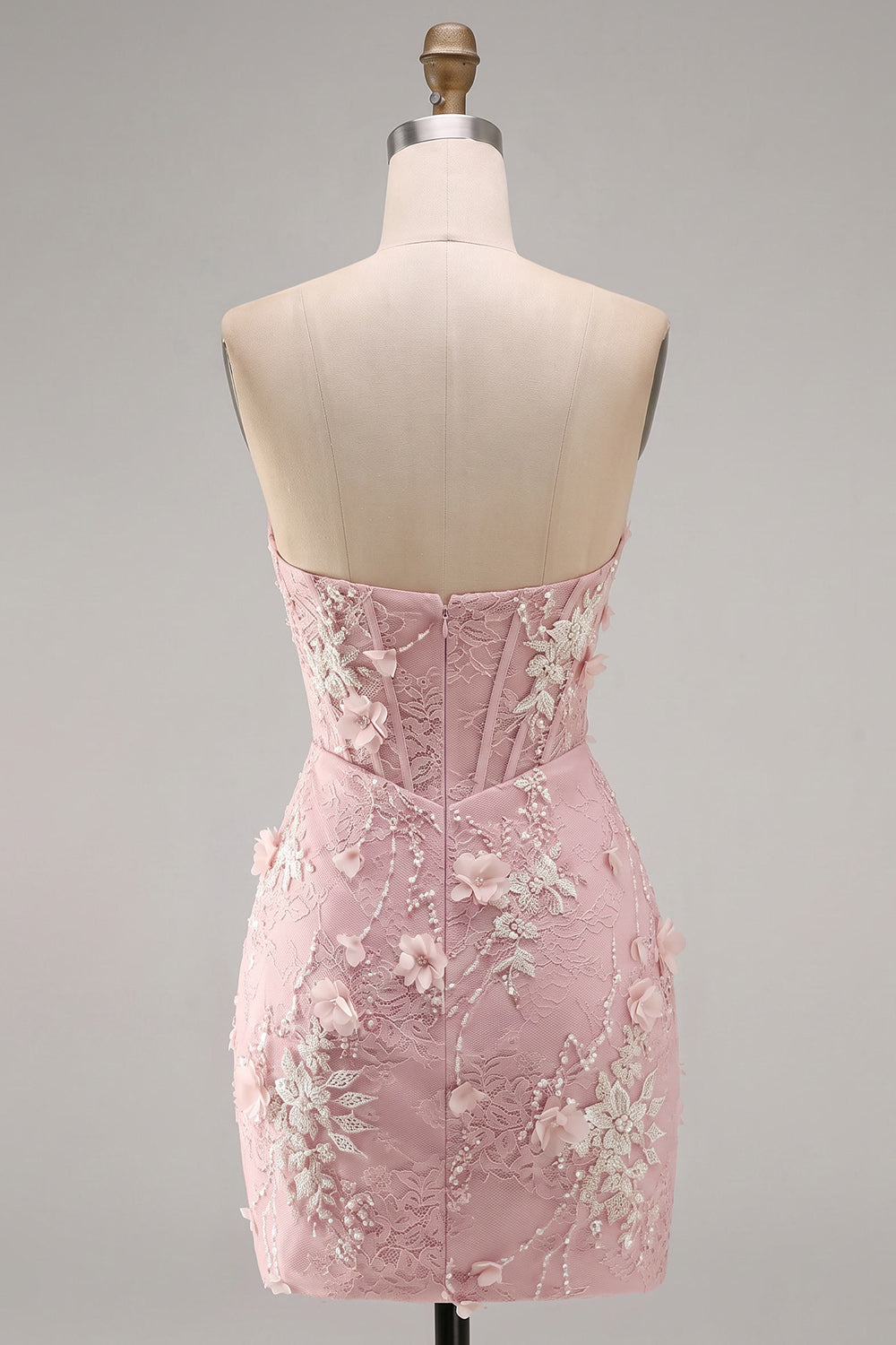 Mint Lace Tight Beaded Short Corset Homecoming Dress with 3D Flower