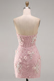 Mint Lace Tight Beaded Short Corset Homecoming Dress with 3D Flower