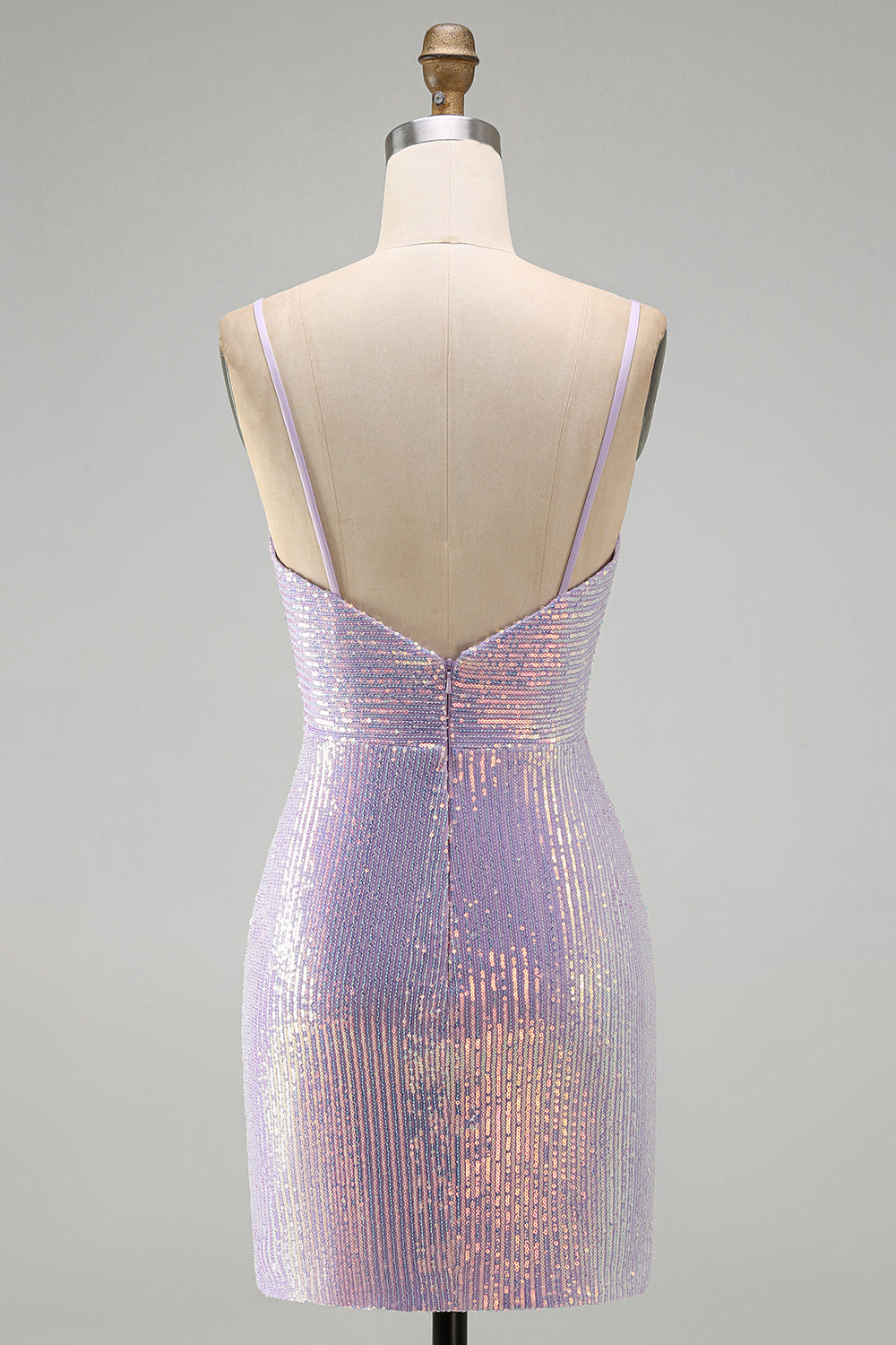 Lilac Sparkly Tight Cowl Short Sequin Homecoming Dress