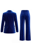 Dark Green One Button Peak Lapel Velvet 2 Piece Work Suits