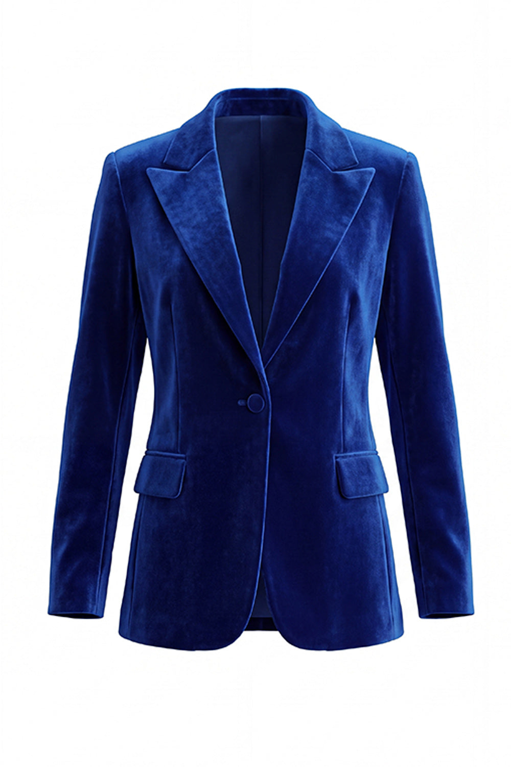 Dark Green One Button Peak Lapel Velvet 2 Piece Work Suits