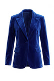 Dark Green One Button Peak Lapel Velvet 2 Piece Work Suits